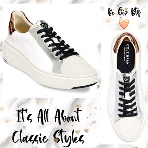 Cole Haan Grandpro Cloudfeel Topspin Leather & Faux Calf Hair Sneakers Size 11 M